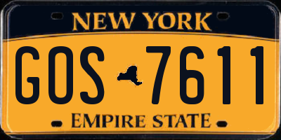 NY license plate GOS7611