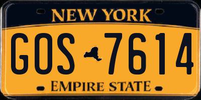 NY license plate GOS7614