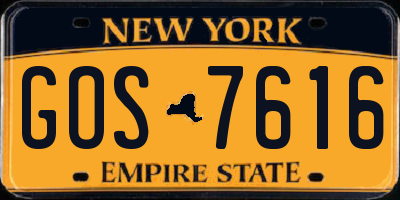 NY license plate GOS7616