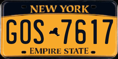 NY license plate GOS7617