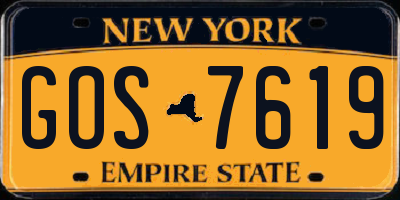 NY license plate GOS7619