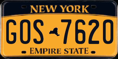 NY license plate GOS7620