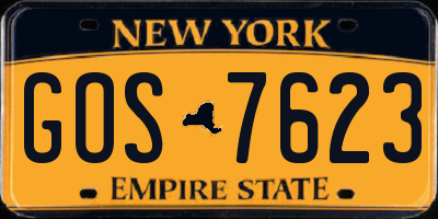 NY license plate GOS7623