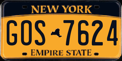 NY license plate GOS7624