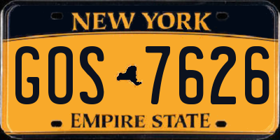 NY license plate GOS7626