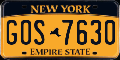 NY license plate GOS7630
