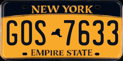 NY license plate GOS7633