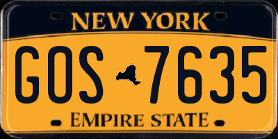 NY license plate GOS7635