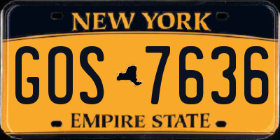 NY license plate GOS7636