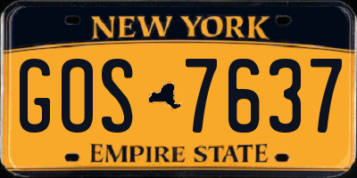 NY license plate GOS7637