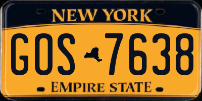 NY license plate GOS7638