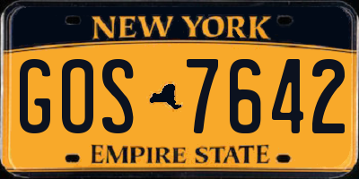 NY license plate GOS7642