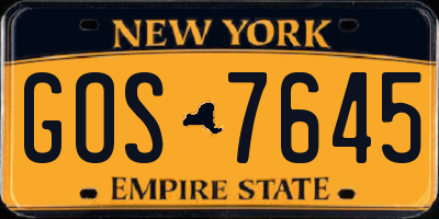 NY license plate GOS7645