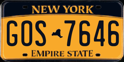 NY license plate GOS7646