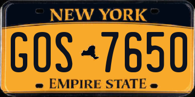 NY license plate GOS7650