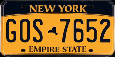 NY license plate GOS7652