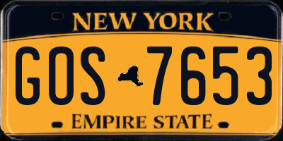 NY license plate GOS7653