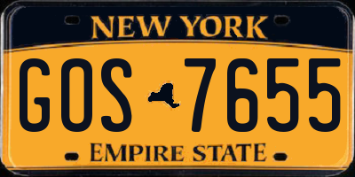 NY license plate GOS7655