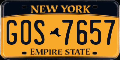 NY license plate GOS7657