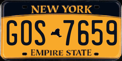 NY license plate GOS7659