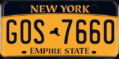 NY license plate GOS7660