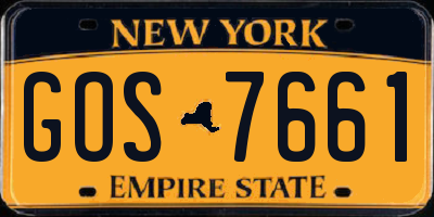 NY license plate GOS7661