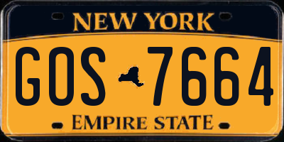 NY license plate GOS7664