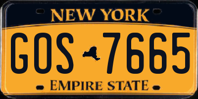 NY license plate GOS7665