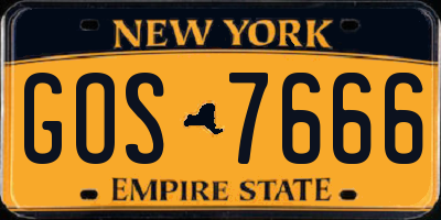 NY license plate GOS7666