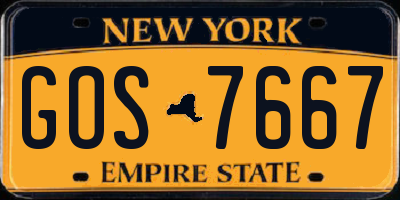 NY license plate GOS7667