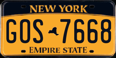 NY license plate GOS7668
