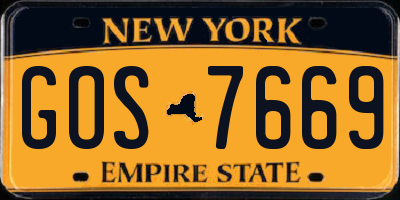 NY license plate GOS7669