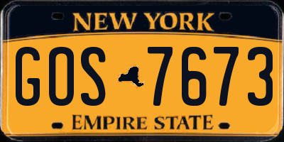 NY license plate GOS7673