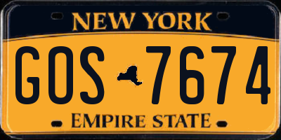 NY license plate GOS7674