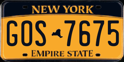 NY license plate GOS7675