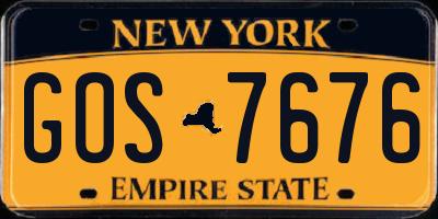 NY license plate GOS7676