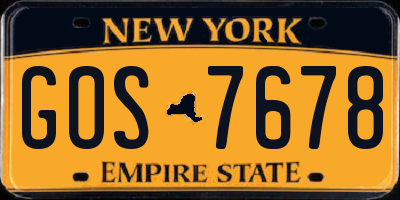 NY license plate GOS7678