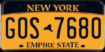 NY license plate GOS7680