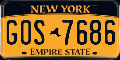 NY license plate GOS7686