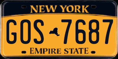 NY license plate GOS7687