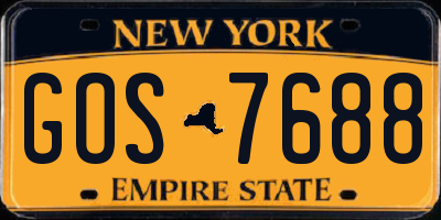 NY license plate GOS7688