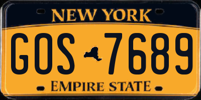 NY license plate GOS7689