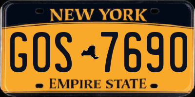 NY license plate GOS7690