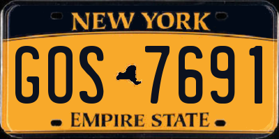 NY license plate GOS7691