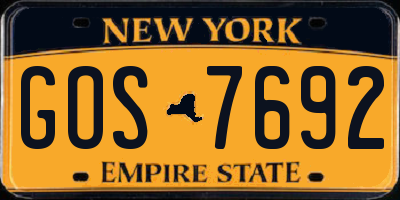 NY license plate GOS7692