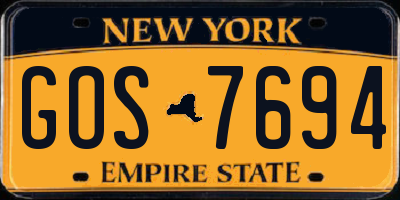 NY license plate GOS7694