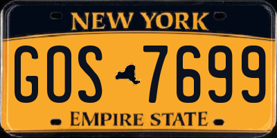 NY license plate GOS7699