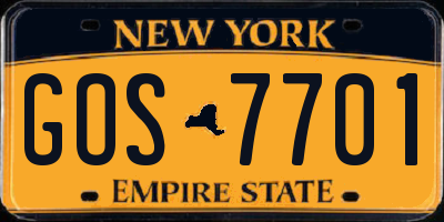 NY license plate GOS7701