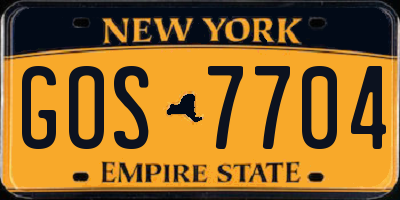 NY license plate GOS7704