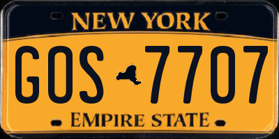 NY license plate GOS7707